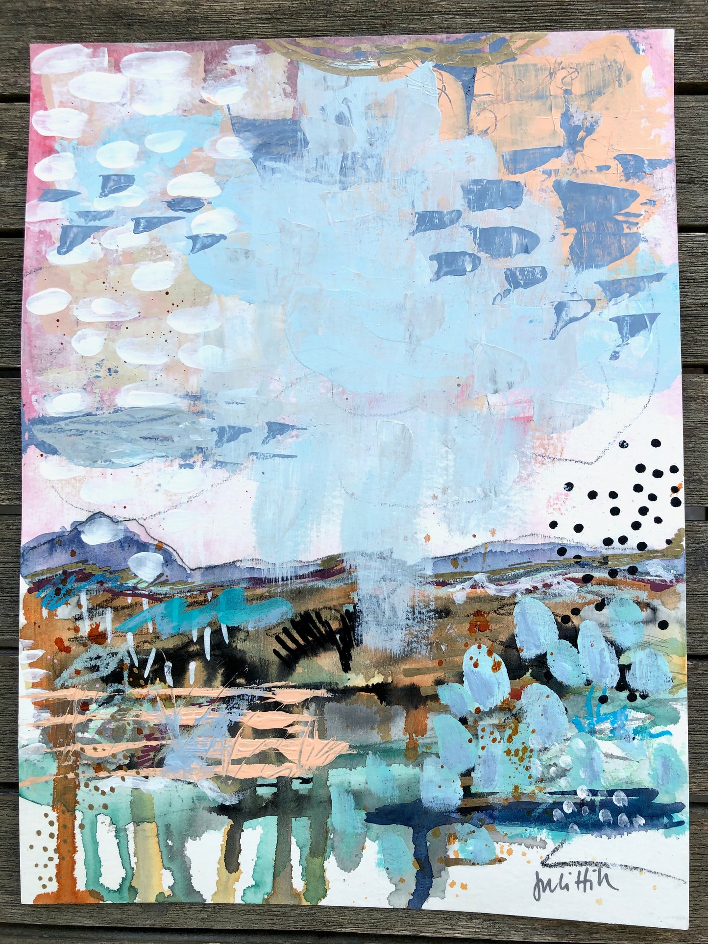 "August Storms" - 9" x 12" Original Abstract Landscape on Paper