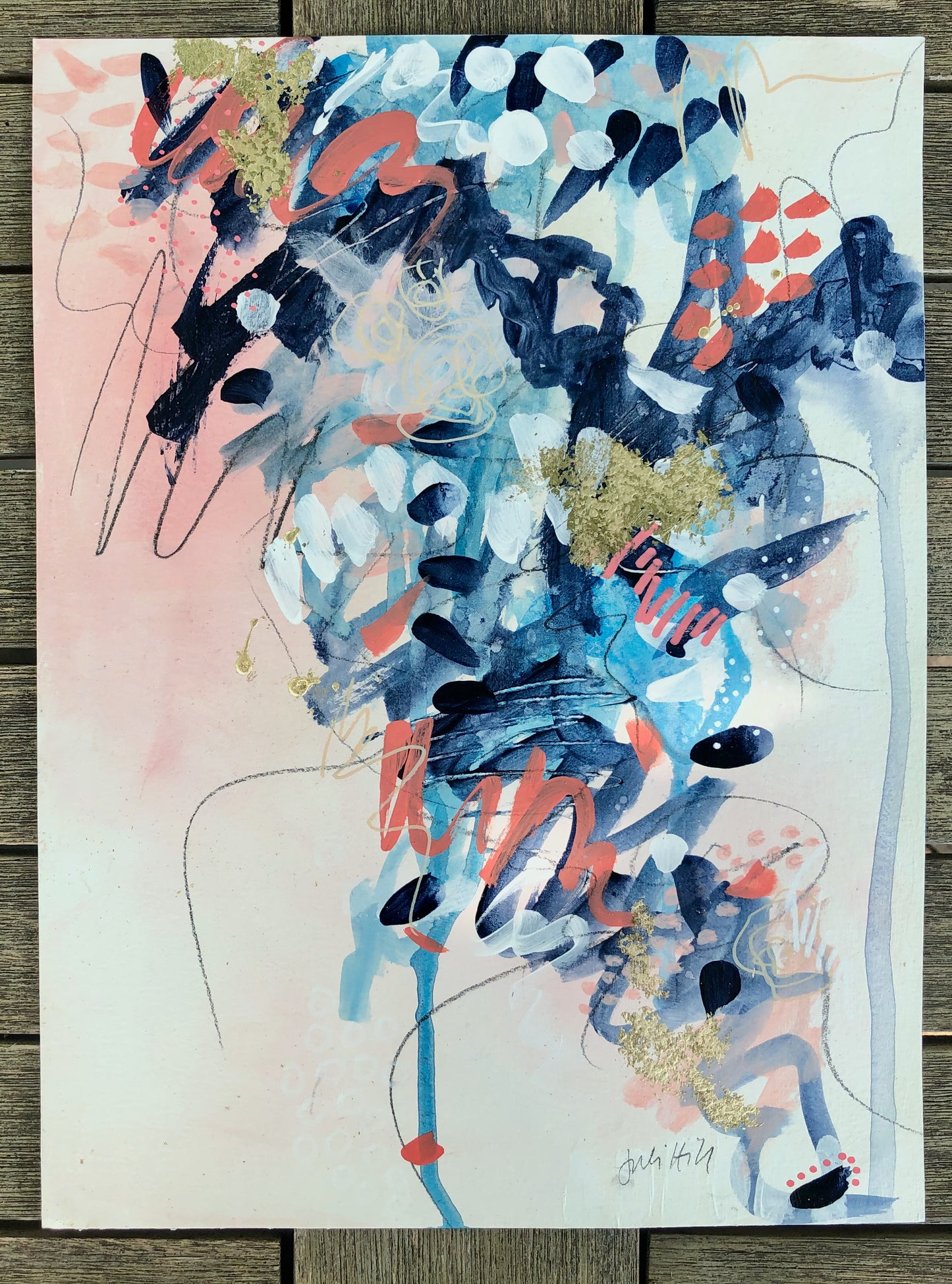 "Let's Talk About the Weather" - 9" x 12" Original Abstract Painting on Paper