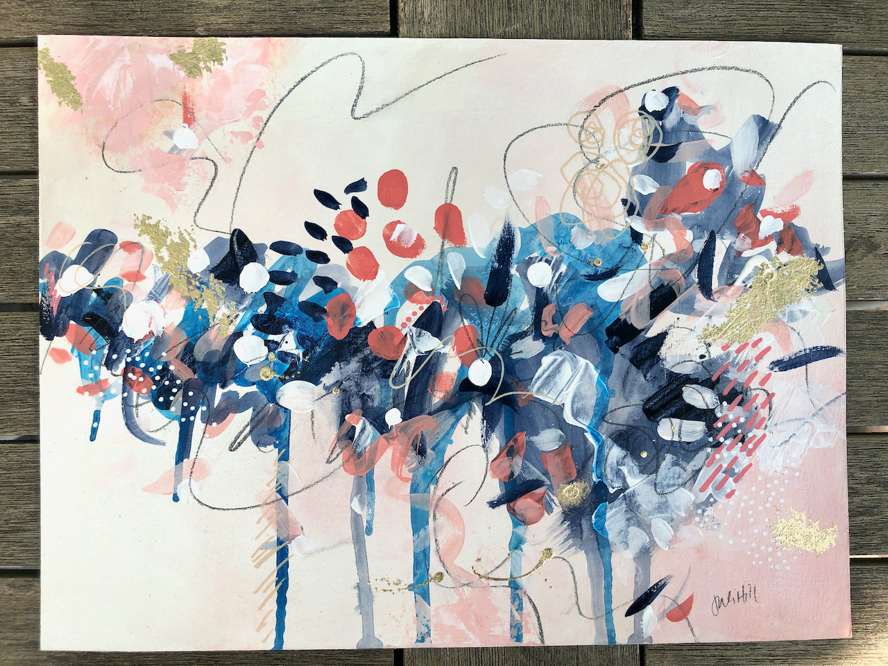 "Eclectic Arrangement" - 9" x 12" Original Abstract Painting on Paper