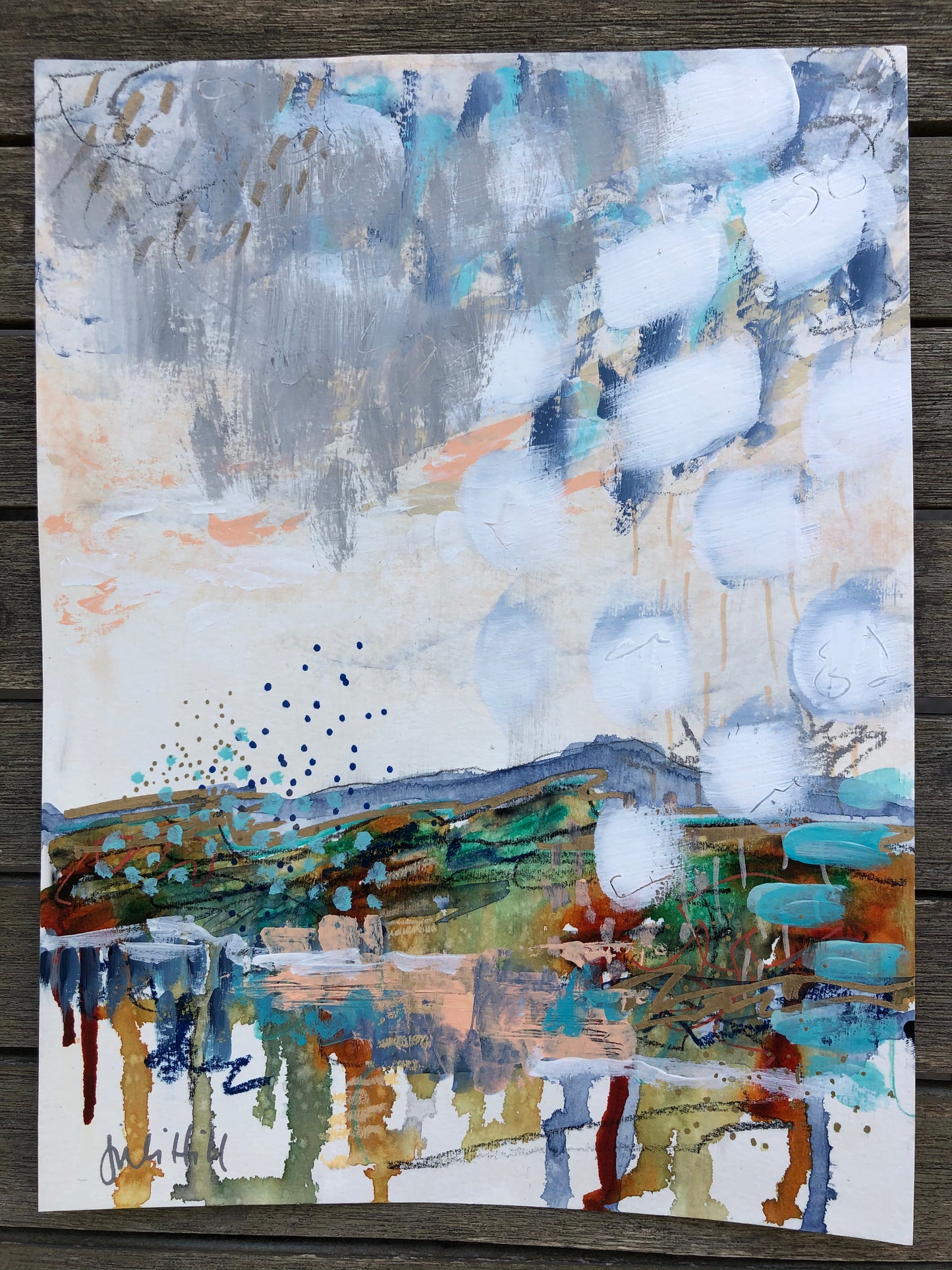 "Fall Prairie" - 9" x 12" Original Abstract Landscape on Paper