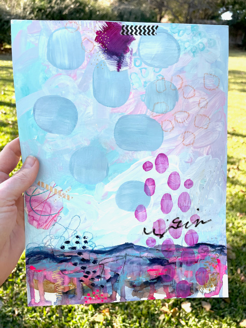 "Much Needed Rain" - 9" x 12" Original Abstract Landscape on Paper